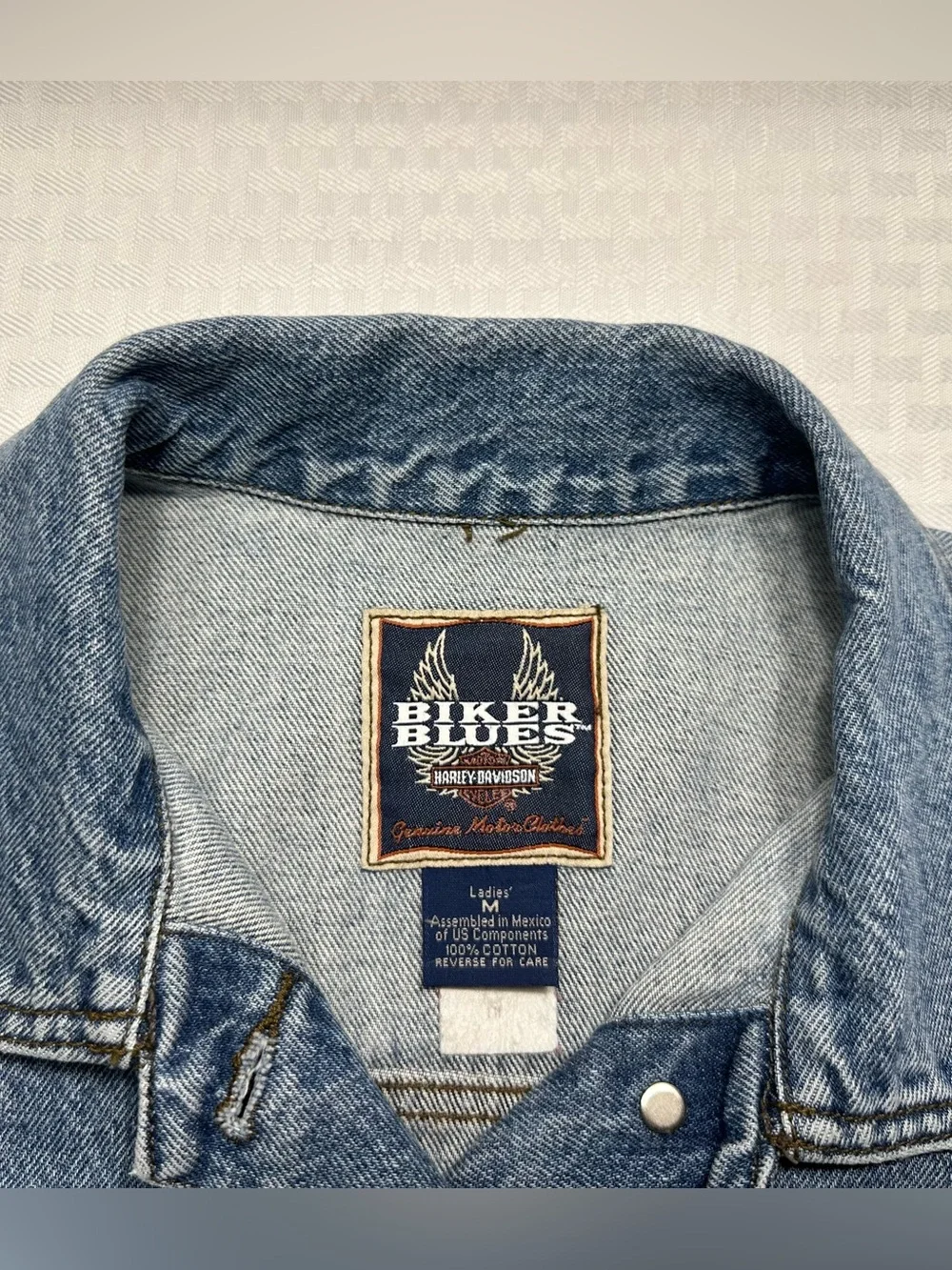 Vintage 80s 90s Harley Davidson Motorcycles Biker Blues Women's M Jean Jacket
